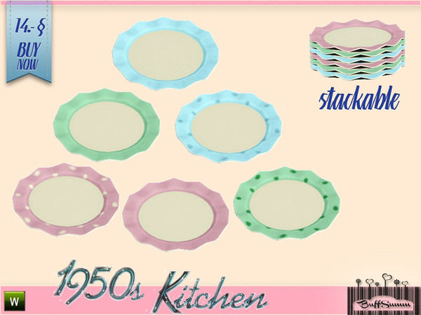 Sims 3 — 1950s Kitchen Plate A by BuffSumm — Let your Sim rock the 50ies! Teengirls in Petticoat, Elvis and Rock'n'Roll.