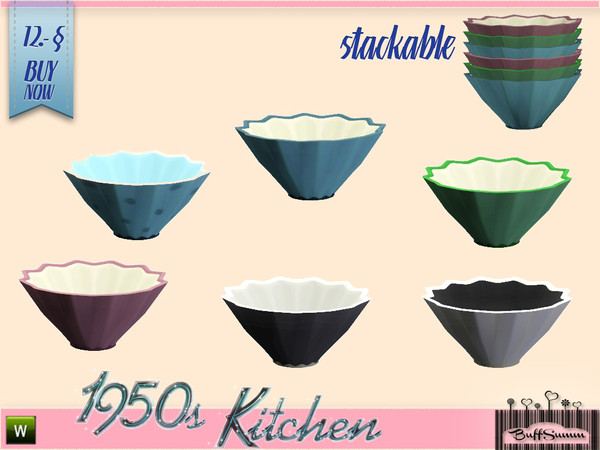 Sims 3 — 1950s Kitchen Bowl A by BuffSumm — Let your Sim rock the 50ies! Teengirls in Petticoat, Elvis and Rock'n'Roll.