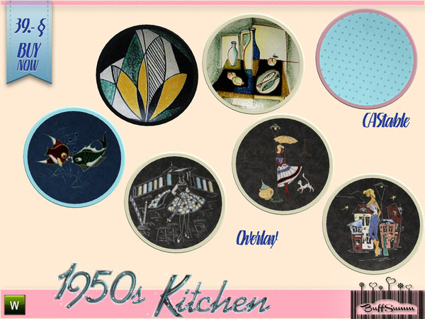 Sims 3 — 1950s Kitchen Wallplate A by BuffSumm — Let your Sim rock the 50ies! Teengirls in Petticoat, Elvis and
