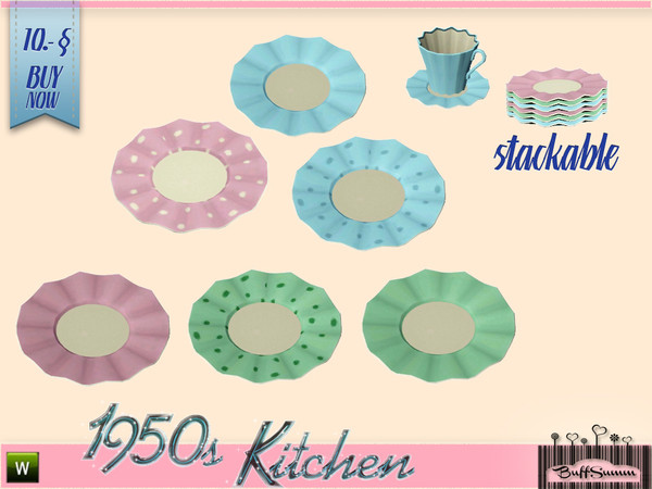 Sims 3 — 1950s Kitchen Plate C by BuffSumm — Let your Sim rock the 50ies! Teengirls in Petticoat, Elvis and Rock'n'Roll.