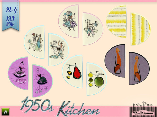Sims 3 — 1950s Kitchen Wallplate B by BuffSumm — Let your Sim rock the 50ies! Teengirls in Petticoat, Elvis and