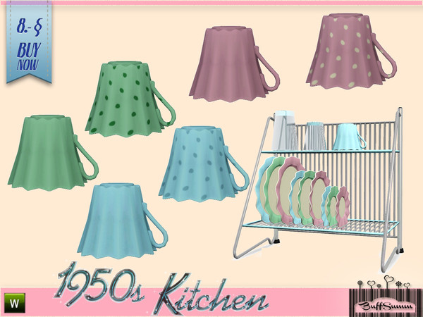 Sims 3 — 1950s Kitchen Drainer Cup by BuffSumm — Let your Sim rock the 50ies! Teengirls in Petticoat, Elvis and