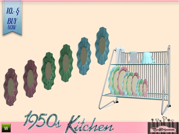 Sims 3 — 1950s Kitchen Drainer Plate B by BuffSumm — Let your Sim rock the 50ies! Teengirls in Petticoat, Elvis and