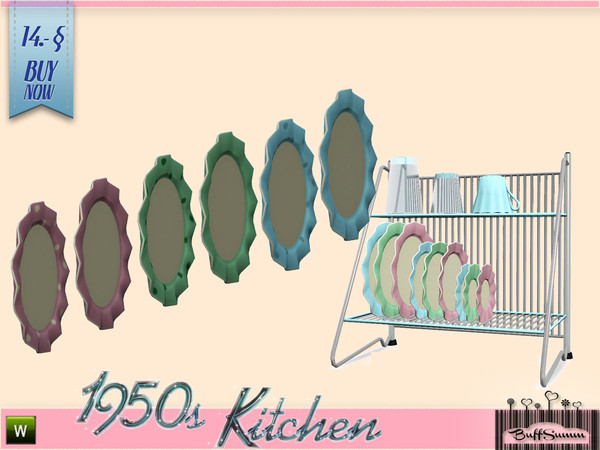 Sims 3 — 1950s Kitchen Drainer Plate C by BuffSumm — Let your Sim rock the 50ies! Teengirls in Petticoat, Elvis and