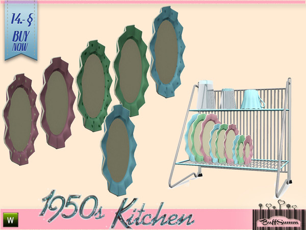 Sims 3 — 1950s Kitchen Drainer Plate A by BuffSumm — Let your Sim rock the 50ies! Teengirls in Petticoat, Elvis and