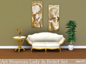Sims 3 — Art Nouveau Lady In Relief Set by ziggy28 — A set of two Art Nouveau ladies in relief. Game mesh. Not