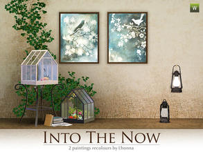 Sims 3 — Into The Now by Lhonna — Set of 2 wall hangings with bird and flower motifs. The paintings are delicate and very