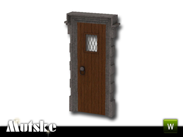 Sims 3 — Tudor Door Glass Single 2x1 by Mutske — Tudor style door with traditional material like wood, stone and lead. 4