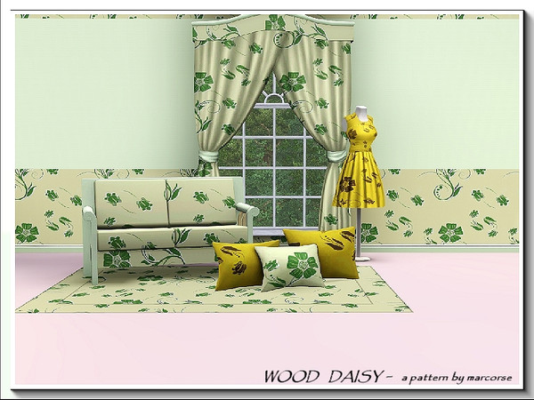 Sims 3 — Wood Daisy_marcorse by marcorse — A simple green pattern based on small daisy flower shapes. Found in Abstract.