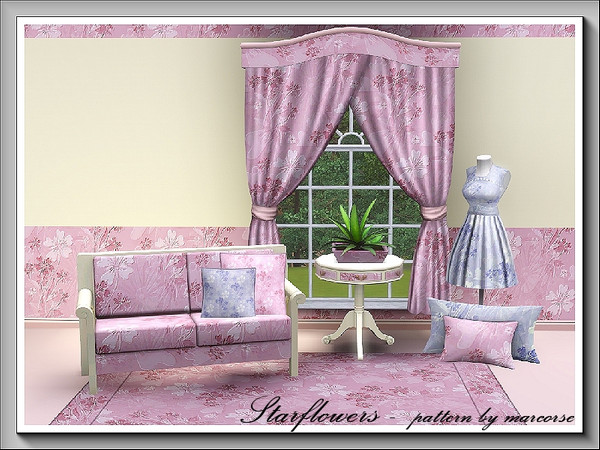 Sims 3 — Starflowers_marcorse by marcorse — Floating sprays of the delicate little starflower in a pastel pink Fabric. 3