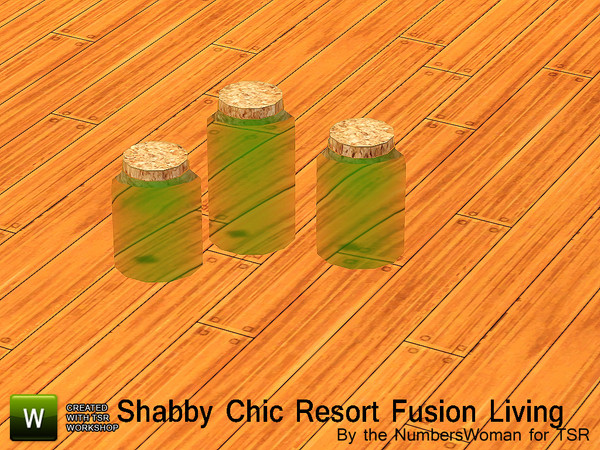 Sims 3 — Shabby Chic Resort Fusion Bottles by TheNumbersWoman — The summer breezes and sea air with palm trees rustling