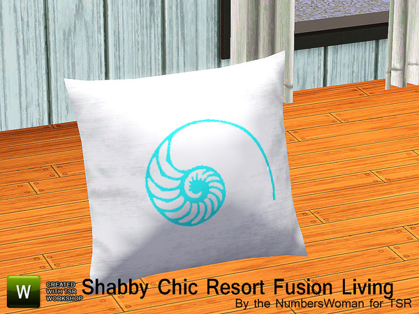 Sims 3 — Shabby Chic Resort Fusion Sofa Pillow by TheNumbersWoman — The summer breezes and sea air with palm trees