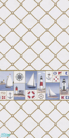 Sims 2 — TL - For-Him-Den-Sailing MS-Wallpaper by TabbyLou — Wallpaper in Mission Style, For Him, Den in Sailing Decor. I