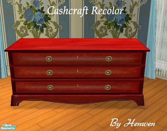 Sims 2 — Rose Cherry Sideboard 02 Recolor by Henwen — Recolor of Cashcraft\'s \"Roselynde\" sideboard in cherry