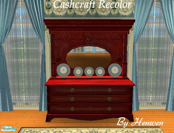 Sims 2 — Rose Cherry Mirror Recolor by Henwen — Recolor of Cashcraft\'s \"Roselynde\" mirror in cherry wood