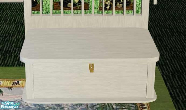 Sims 2 — Panda Bedroom - Panda Trunk by Riverwillows — Lovely white and gold trunk, used as a seat. Part of the Panda