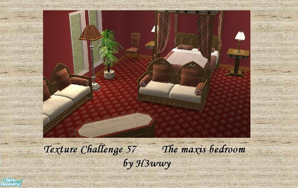 Sims 2 — TC 57 maxis bedroom by H3wwy — Texture challenge 57 recolour of maxis objects. No mesh required.
