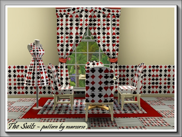 Sims 3 — The Suits_marcorse by marcorse — Elements depicting the four card suits, Heart-Diamond-Spade-Club. Found in