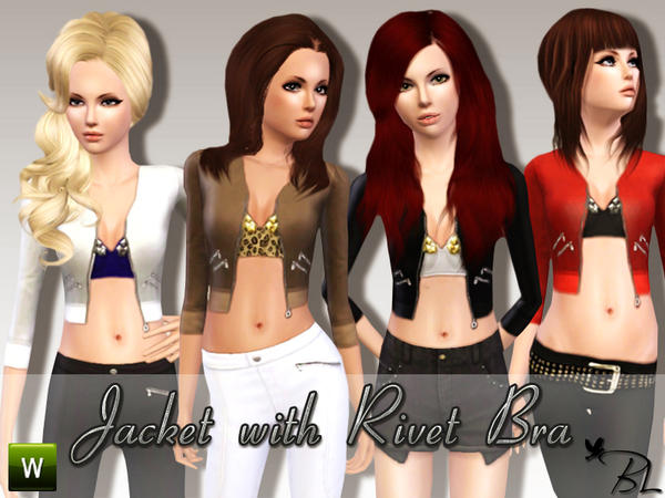 The Sims Resource - Teen Jacket with Rivet Bra
