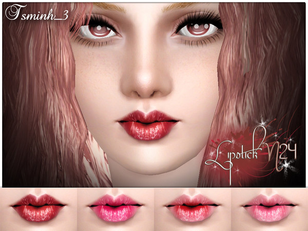 Sims 3 — Lipstick N24 by TsminhSims — New realistic lipstick for your Sims. - Three recolor chanels - For all gender from