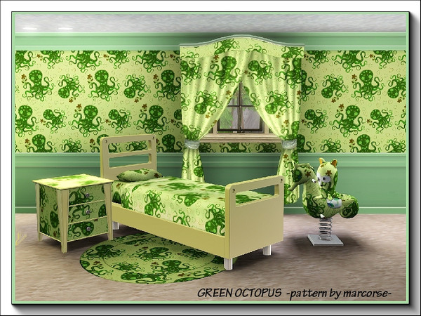Sims 3 — Green Octopus_marcorse by marcorse — A smiling green octopus holds a bunch of flowers in this happy Themed