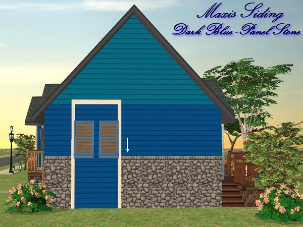 Sims 2 — Maxis Siding-Dark Blue-Panel Stone by allison731 — Recolored Maxis siding wall + combined stone panel from Cabin