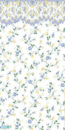 Sims 2 — Spring Bath - Spring Wallpaper by Riverwillows — Lovely wallpaper featuring blue and yellow spring flowers, and