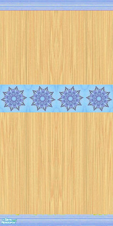 Sims 2 — Twilight Nursery - TC 50 - Blue and Pine by Riverwillows — Lovely pine wall with blue starflower bordering. Part