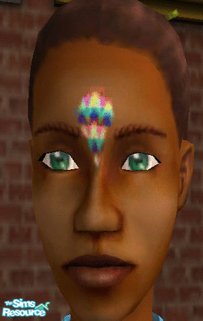 Sims 2 — Hippy make-up bindi by andi and grim — this apears under face paint or coustme make up, and is part of my hippy