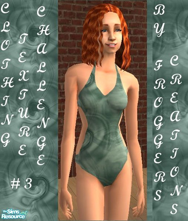 Sims 2 — Clothing Texture Challenge #3- Green 1 piece bathing suit by frogger1617 — Textures by Bortai_Degera