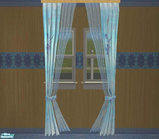 Sims 2 — Twilight Nursery - TC 50 - Curtain by Riverwillows — Lovely flowing blue curtain. Part of the Twilight Nursery