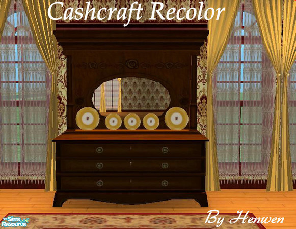 Sims 2 — Rose Walnut Mirror Recolor by Henwen — Recolor of Cashcraft\'s \"Roselynde\" in a rich walnut wood and