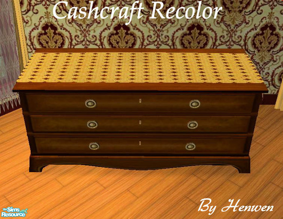 Sims 2 — Rose Walnut Sideboard recolor by Henwen — Recolor of Cashcraft\'s \"Roselynde\" in a rich walnut wood