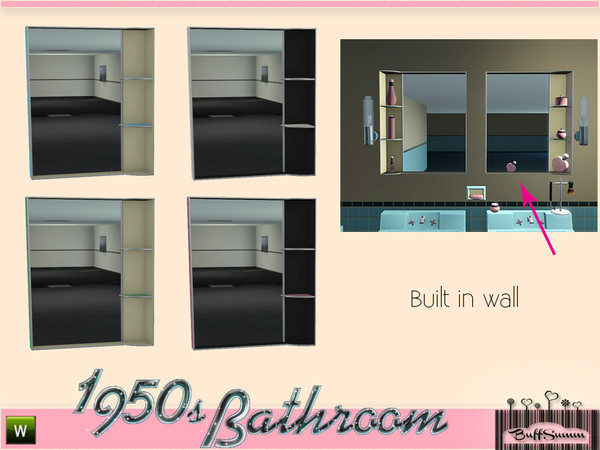 Sims 3 — 1950s Bathroom Wallmirror 1x1 R by BuffSumm — Part of the *1950s Bathroom* ***TSRAA***