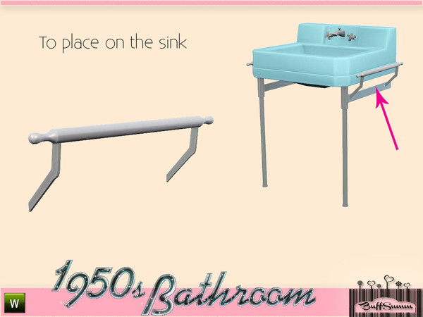 Sims 3 — 1950s Bathroom TowelholderSink R by BuffSumm — Part of the *1950s Bathroom* ***TSRAA***