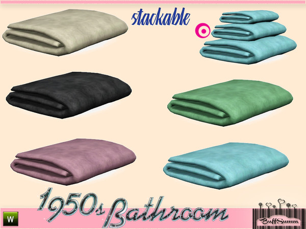 Sims 3 — 1950s Bathroom Folded Towel medium by BuffSumm — Part of the *1950s Bathroom* ***TSRAA***