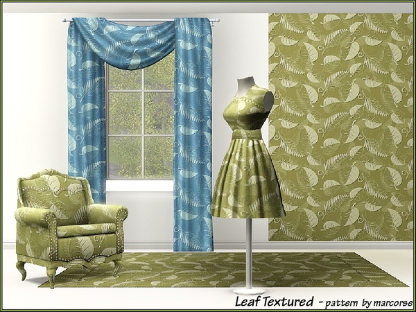 Sims 3 — Leaf Textured_marcorse by marcorse — Leaves of various kinds in a textured Fabric pattern in olive green.