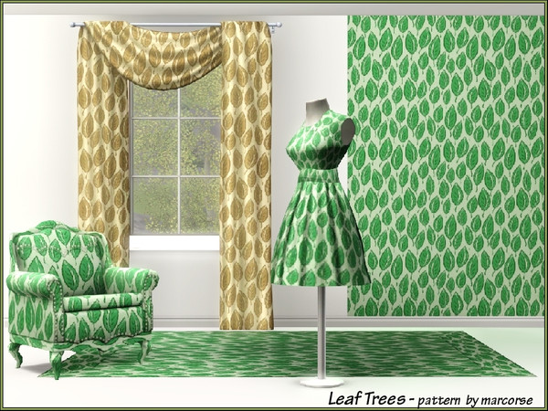 Sims 3 — Leaf Trees_marcorse by marcorse — Single leaves standing like small trees in this dense Themed pattern.