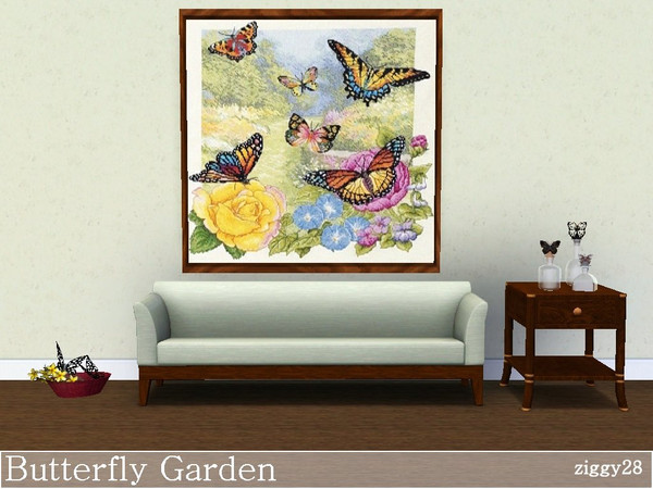 Sims 3 — Butterfly Garden by ziggy28 — A large needlepoint picture of colourful butterflies. Custom mesh by Murfeel at