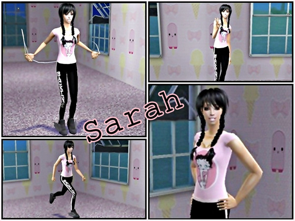 Sims 2 — Sarah by Nita_hc — -Betty Boop t-shirt and black trusers, Nita hc -perfect dynamite eyebrow, shady -intensive