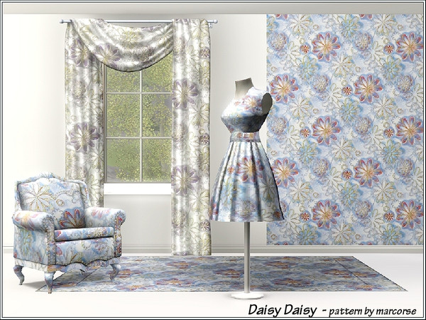 Sims 3 — Daisy Daisy_marcorse by marcorse — Gold sprinkled daisies in a range of sizes make up this pretty Themed pattern