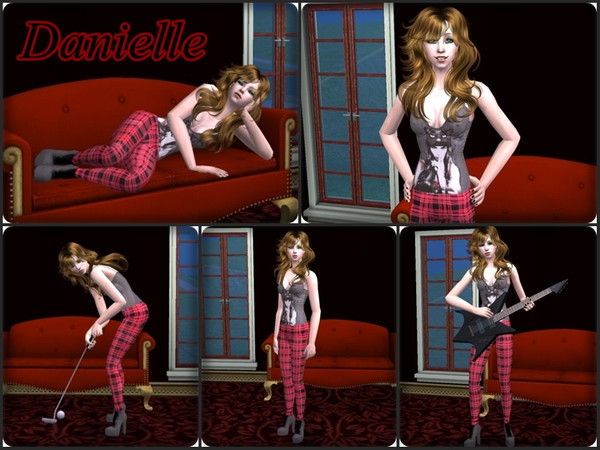 Sims 2 — Danielle by Nita_hc — -Silently shirt and red trousers, Nita hc -eyebrow, YummiMuffin -eye color love life,
