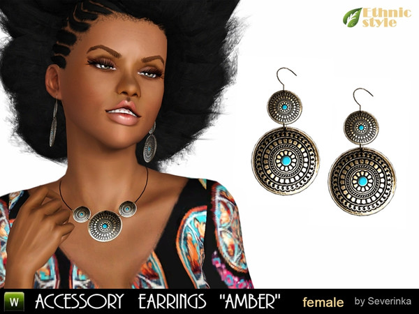 Sims 3 — Ethnic Earrings AMBER by Severinka_ — Earrings for women in the ethnic style of "Amber". Accessories