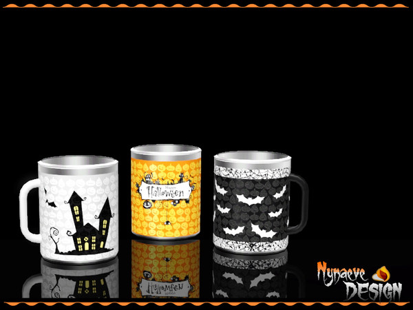 Sims 3 — Halloween Mugs by NynaeveDesign — Painted mugs for witches, wiccan and pagan Sims! Happy Halloween!