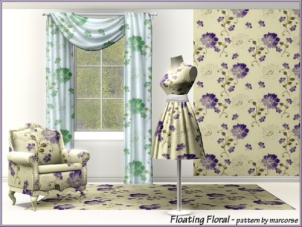 Sims 3 — Floating Floral_marcorse by marcorse — Floating sprays of single, blue peonies on a pastel background.