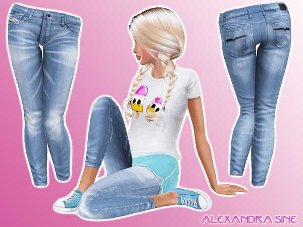 Sims 3 — Accessory Denim Jeans by Alexandra_Sine — Accessory Denim Skinny Jeans for your female simmies :) I hope you