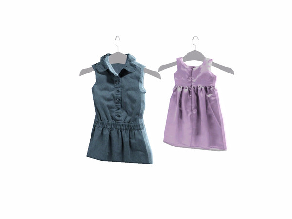 Sims 3 — White Cream Simple Clothes 3 by Flovv — Two dresses for little girls.