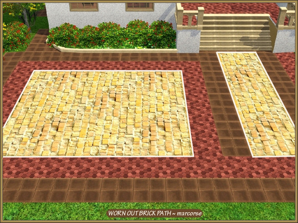 Sims 3 — Worn-out Brick Path_marcorse by marcorse — A very worn and rough, warm yellow brick terrain paint.