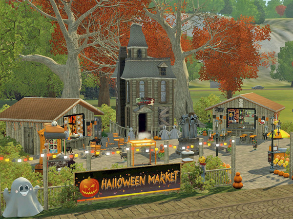 Sims 3 — Halloween Market by Wimmie — This is the last lot in my little Halloween series. The Halloween Market invites