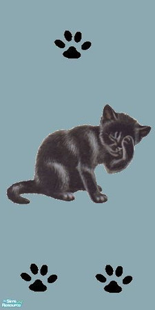 Sims 2 — Cat wall by milla184 — A beautiful black cat on a blue wall...